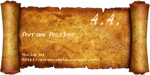 Avram Aszter névjegykártya
